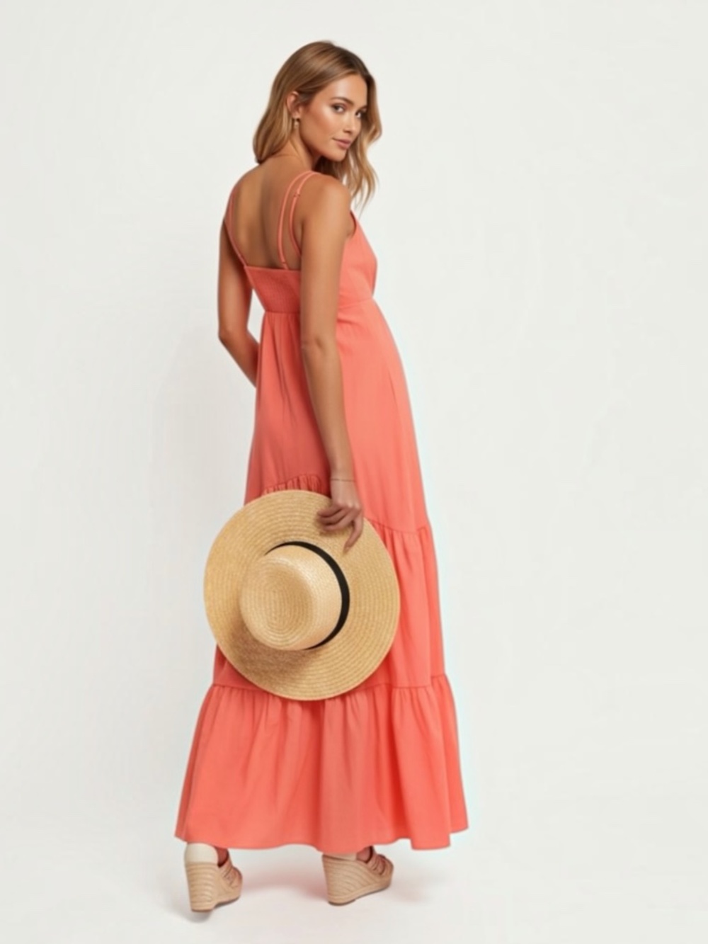 Petal and Pup Maxi Dress Forbes Tiered Maxi Dress in Coral Size Small
